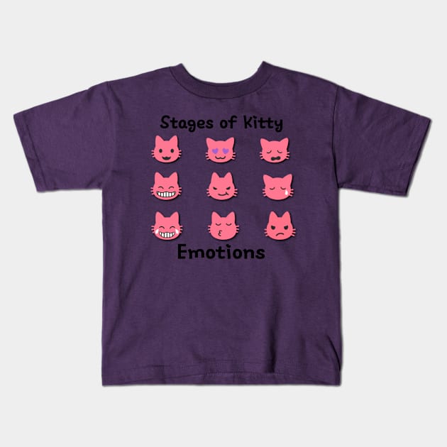 Stages of Kitty Emotions Kids T-Shirt by AlondraHanley